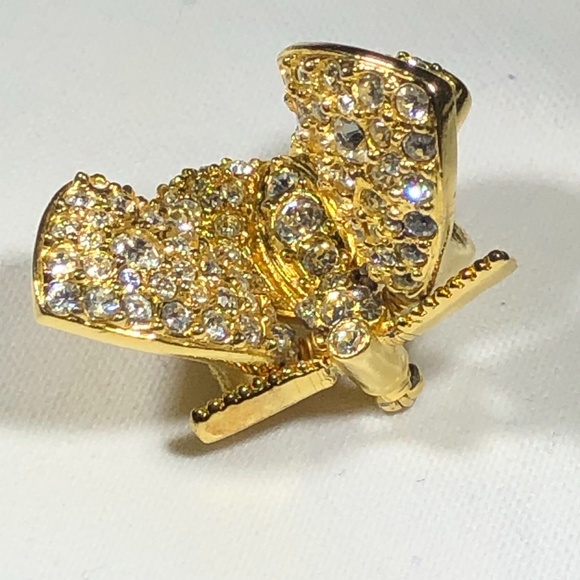 VINTAGE JOAN RIVERS PAVE CRYSTAL TREMBLER BUTTERFLY BROOCH W ARTICULATED WINGS - Picture 5 of 16